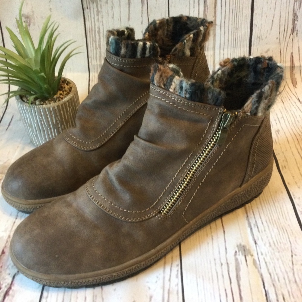 Patrizia by Spring Step Brown Ankle Boots Tracie Fur Lining  Zip casual 10 - Picture 2 of 10